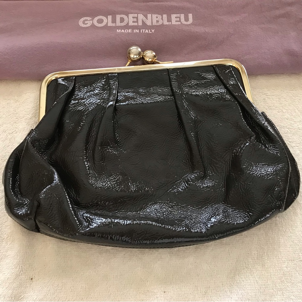 Goldenbleu gray patent leather clutch Made in Italy Key Holder EUC